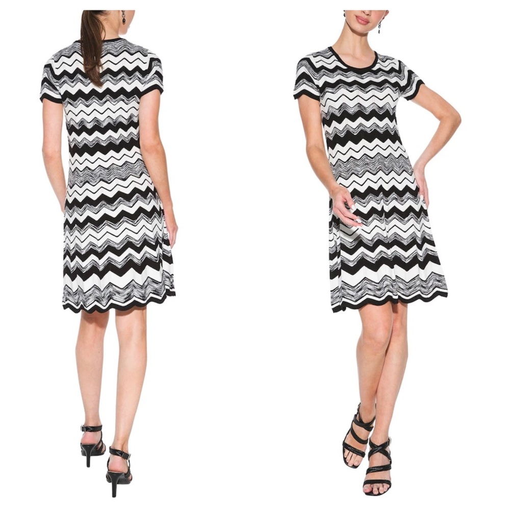 WHBM Chevron Scallop Hemline Knit Sweater Dress